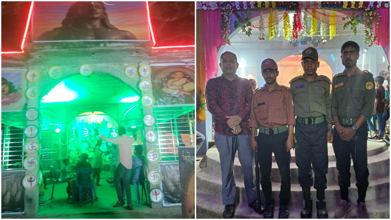 কাউনিয়ায় শান্তিপূর্ণ পরিবেশে চলছে সনাতন ধর্মাবলম্বীদের শারদীয় দুর্গাপূজা