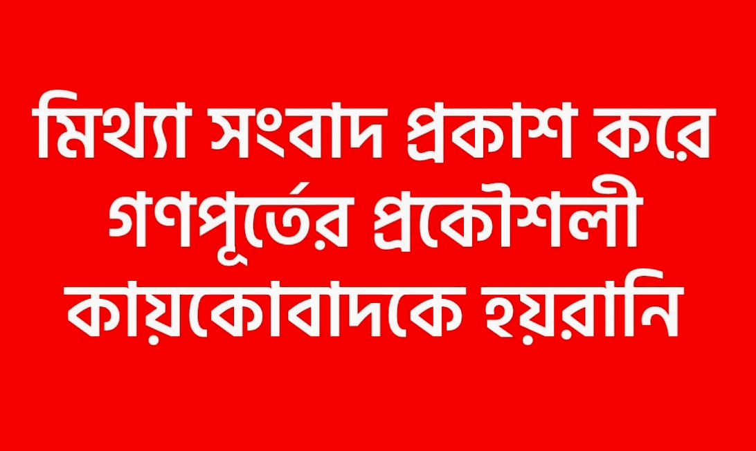 মিথ্যা সংবাদ প্রকাশ করে গণপূর্তের প্রকৌশলী কায়কোবাদকে হয়রানী