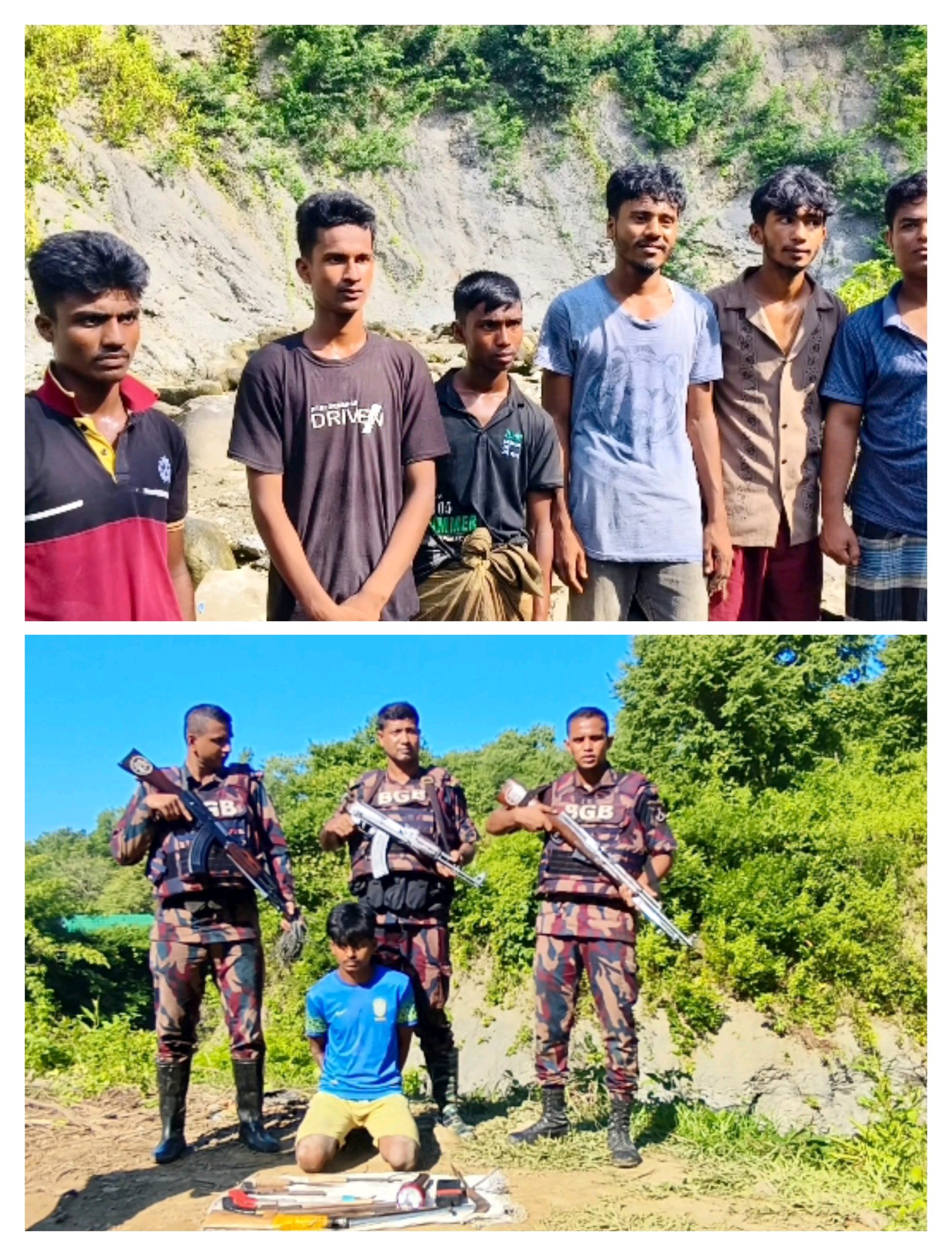 টেকনাফে আগ্নেয়াস্ত্র,গুলিসহ ১মানবপাচারকারী আটক: ৬জন ভিকটিম উদ্ধার 