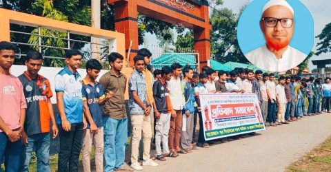 শিক্ষক লাঞ্ছনা: বিতর্কিত বিএনপি নেতার বিচার চেয়ে মানববন্ধন উল্লাপাড়ায়