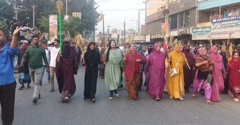 মধুপুরে টাঙ্গাইল- ১ আসনে মনোনয়ন বাতিলের দাবিতে গণমিছিল