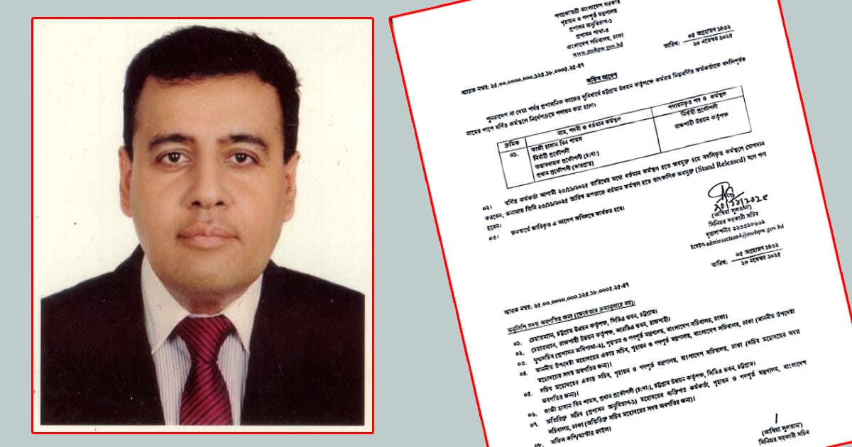 অবশেষে সিডিএ ছাড়লেন নির্বাহী প্রকৌশলী কাজী হাসান বিন শামস