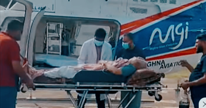 চট্টগ্রামে গুলিবিদ্ধ বিএনপি নেতা এরশাদ উল্লাহকে হেলিকপ্টারে ঢাকায় নেয়া হয়েছে